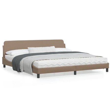 vidaXL Estructura de cama cabecero cuero sintético capuchino 200x200cm