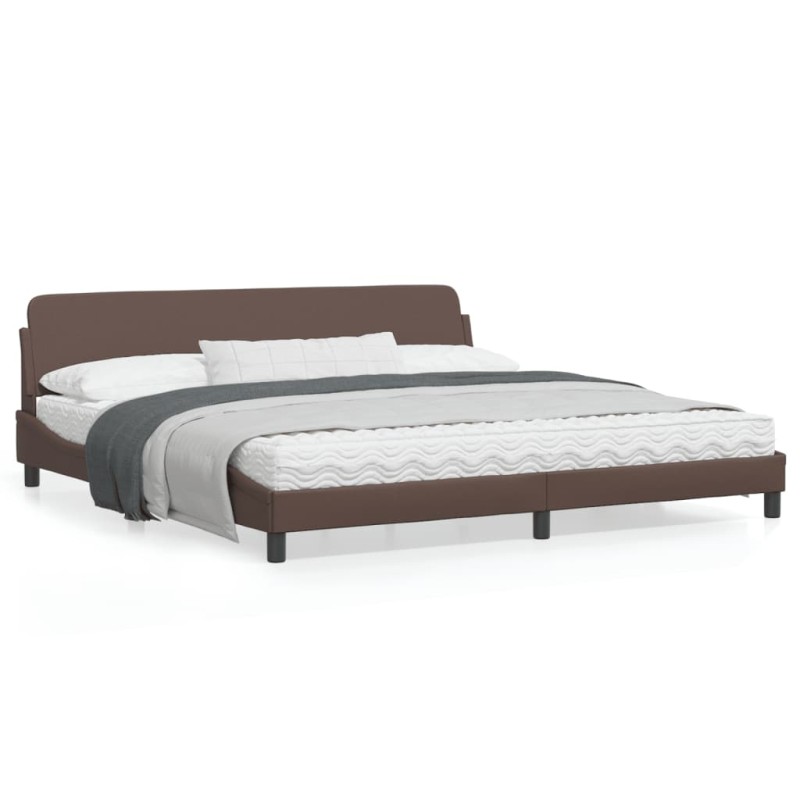 vidaXL Estructura de cama cabecero cuero sintético marrón 200x200 cm vidaXL Estructura de cama cabecero cuero sintético marrón 200x200 cm