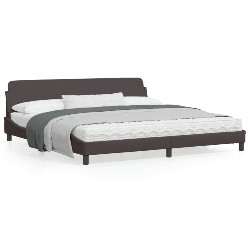 vidaXL Estructura de cama con cabecero de tela marrón oscuro 200x200cm vidaXL Estructura de cama con cabecero de tela marrón oscuro 200x200cm