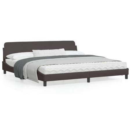 vidaXL Estructura de cama con cabecero de tela marrón oscuro 200x200cm