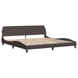 vidaXL Estructura de cama con cabecero de tela marrón oscuro 200x200cm
