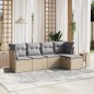 vidaXL Juego de sofás jardín con cojines beige mezcla 5 pzas ratán PE vidaXL Juego de sofás jardín con cojines beige mezcla 5 pzas ratán PE