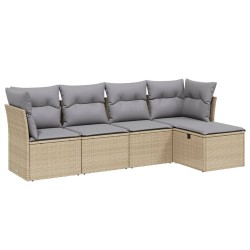 vidaXL Juego de sofás jardín con cojines beige mezcla 5 pzas ratán PE