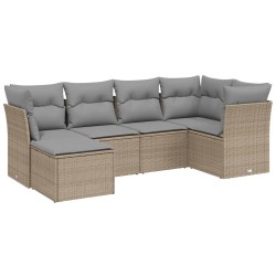 vidaXL Juego de sofás jardín con cojines beige mezcla 6 pzas ratán PE