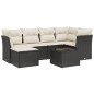 vidaXL Set de comedor de jardín 7 pzas y cojines ratán sintético negro vidaXL Set de comedor de jardín 7 pzas y cojines ratán sintético negro