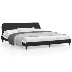 vidaXL Estructura de cama con cabecero cuero sintético negro y blanco