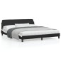 vidaXL Estructura de cama con cabecero cuero sintético negro y blanco vidaXL Estructura de cama con cabecero cuero sintético negro y blanco