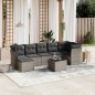 vidaXL Set de sofás de jardín 8 pzas y cojines ratán sintético gris