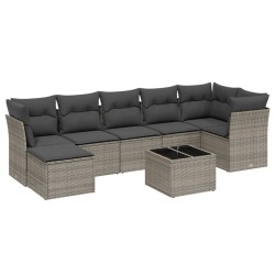 vidaXL Set de sofás de jardín 8 pzas y cojines ratán sintético gris