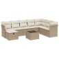 vidaXL Set de sofás de jardín 9 pzas con cojines ratán sintético beige vidaXL Set de sofás de jardín 9 pzas con cojines ratán sintético beige