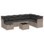 vidaXL Set de muebles de jardín 9 pzas y cojines ratán sintético gris
