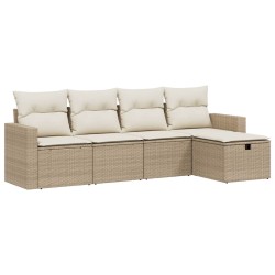 vidaXL Juego de sofás jardín con cojines 5 pzas ratán sintético beige