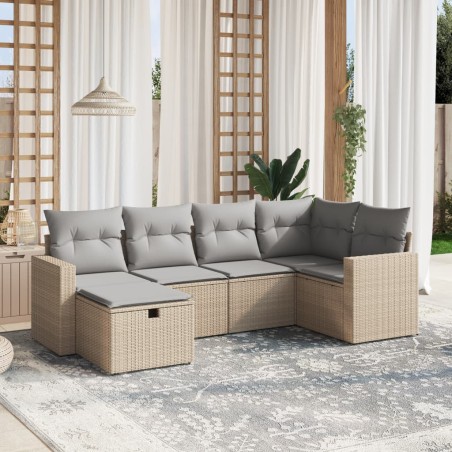 vidaXL Juego de sofás jardín con cojines beige mezcla 6 pzas ratán PE