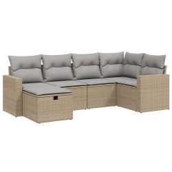 vidaXL Juego de sofás jardín con cojines beige mezcla 6 pzas ratán PE