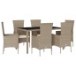 vidaXL Set comedor de jardín 7 pzas con cojines ratán sintético beige vidaXL Set comedor de jardín 7 pzas con cojines ratán sintético beige