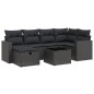vidaXL Set de comedor de jardín 7 pzas y cojines ratán sintético negro vidaXL Set de comedor de jardín 7 pzas y cojines ratán sintético negro