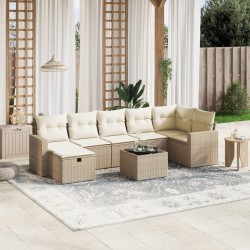 vidaXL Juego de sofás de jardín con cojines beige 8 pzas ratán PE
