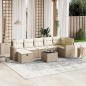 vidaXL Juego de sofás de jardín con cojines beige 8 pzas ratán PE