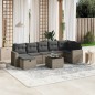 vidaXL Set de sofás de jardín 8 pzas y cojines ratán sintético gris