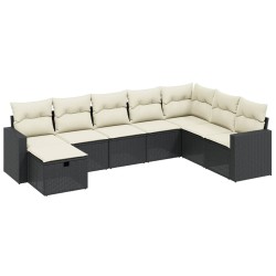 vidaXL Set de sofás de jardín 8 piezas y cojines ratán sintético negro