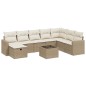 vidaXL Set de sofás de jardín 9 pzas con cojines ratán sintético beige vidaXL Set de sofás de jardín 9 pzas con cojines ratán sintético beige