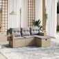 vidaXL Juego de sofás jardín con cojines beige mezcla 4 pzas ratán PE vidaXL Juego de sofás jardín con cojines beige mezcla 4 pzas ratán PE