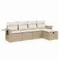 vidaXL Juego de sofás jardín con cojines 5 pzas ratán sintético beige vidaXL Juego de sofás jardín con cojines 5 pzas ratán sintético beige