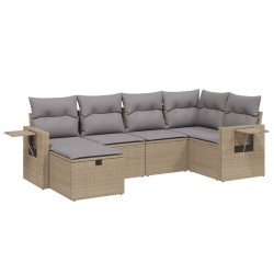 vidaXL Juego de sofás jardín con cojines beige mezcla 6 pzas ratán PE