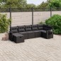 vidaXL Set de comedor de jardín 7 pzas y cojines ratán sintético negro vidaXL Set de comedor de jardín 7 pzas y cojines ratán sintético negro