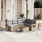 vidaXL Juego de sofás jardín con cojines beige mezcla 8 pzas ratán PE