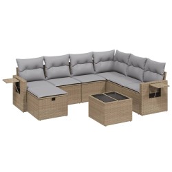 vidaXL Juego de sofás jardín con cojines beige mezcla 8 pzas ratán PE