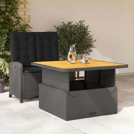 vidaXL Set comedor de jardín 2 pzas con cojines ratán sintético negro