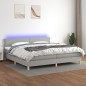 vidaXL Cama box spring con colchón tela y LED gris claro 200x200 cm