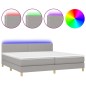 vidaXL Cama box spring con colchón tela y LED gris claro 200x200 cm