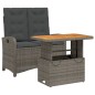 vidaXL Juego de comedor jardín 2 pzas con cojines ratán sintético gris