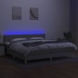 vidaXL Cama box spring con colchón tela y LED gris claro 200x200 cm