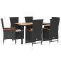 vidaXL Set de comedor de jardín 7 pzas y cojines ratán sintético negro vidaXL Set de comedor de jardín 7 pzas y cojines ratán sintético negro