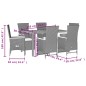 vidaXL Set de comedor de jardín 7 pzas y cojines ratán sintético negro vidaXL Set de comedor de jardín 7 pzas y cojines ratán sintético negro