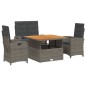 vidaXL Juego de comedor de jardín 4 piezas con cojines ratán PE gris vidaXL Juego de comedor de jardín 4 piezas con cojines ratán PE gris