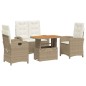 vidaXL Set de comedor jardín con cojines 4 pzas ratán sintético beige vidaXL Set de comedor jardín con cojines 4 pzas ratán sintético beige