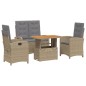 vidaXL Set de comedor jardín con cojines 4 pzas ratán sintético beige vidaXL Set de comedor jardín con cojines 4 pzas ratán sintético beige