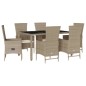 vidaXL Set comedor de jardín 7 pzas con cojines ratán sintético beige vidaXL Set comedor de jardín 7 pzas con cojines ratán sintético beige