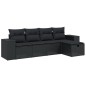 vidaXL Set de muebles de jardín 5 pzas y cojines ratán sintético negro vidaXL Set de muebles de jardín 5 pzas y cojines ratán sintético negro