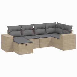 vidaXL Juego de sofás jardín con cojines beige mezcla 6 pzas ratán PE