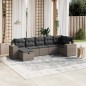 vidaXL Set de sofás de jardín 7 piezas con cojines ratán PE gris