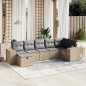 vidaXL Juego de sofás jardín con cojines beige mezcla 7 pzas ratán PE vidaXL Juego de sofás jardín con cojines beige mezcla 7 pzas ratán PE