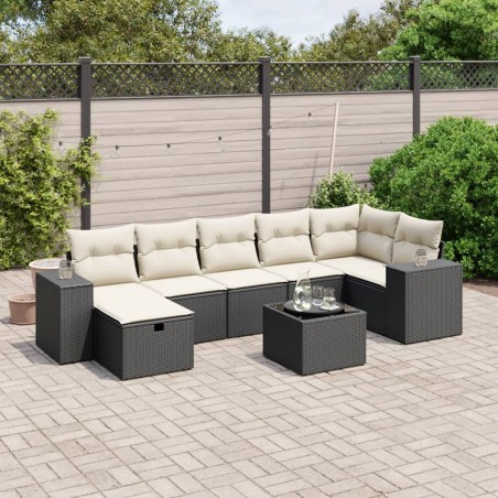 vidaXL Set de sofás de jardín 8 piezas y cojines ratán sintético negro