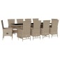 vidaXL Set comedor de jardín 11 pzas con cojines ratán sintético beige vidaXL Set comedor de jardín 11 pzas con cojines ratán sintético beige
