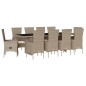 vidaXL Set comedor de jardín 7 pzas con cojines ratán sintético beige