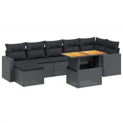 vidaXL Set de sofás de jardín 8 piezas y cojines ratán sintético negro